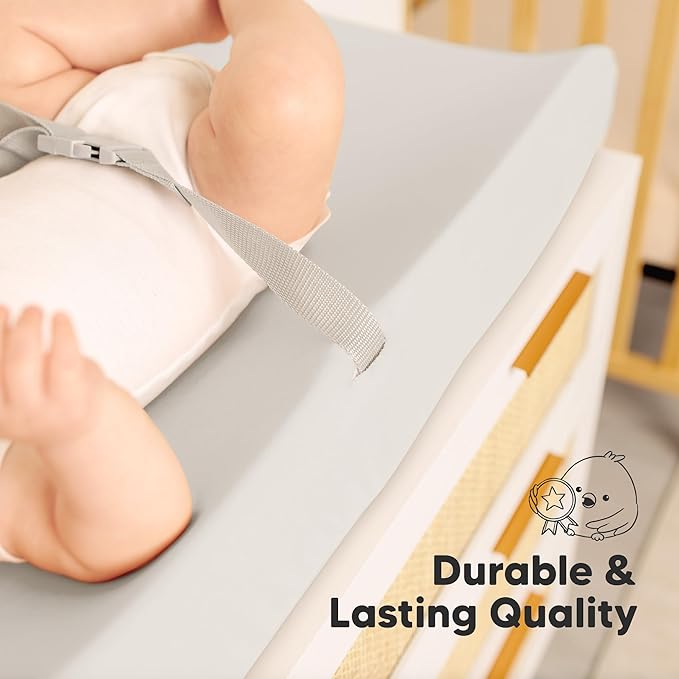 2-Pack Organic Changing Pad Covers for Girl, Boy, Neutral - 100% Cotton Changing Table Pad Cover, Soft Baby Nursery Diaper Changing Pad Sheets, Contour Changing Pads Liners, Change Pad Cover (Sage)