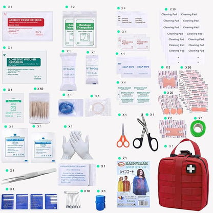 First Aid Kit Med Medical - Kit Rip-Off 180 pcs Water-Resistant Emergency Kit for Camping Hiking Home Outdoor Truck Vehicle Car Fishing Travel Biking