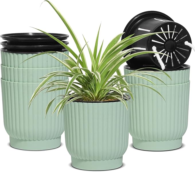 T4U 4.5 Inch Plant Pots Self Watering, 6 Pack African Violet Pots, Small Plant