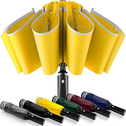 Travel Umbrella Superior, Beautiful & Compact, Large Strong but Light Portable and Automatic Folding Rain Umbrella, Premium Grip, Fits Car & Backpack