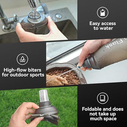 AXEN Soft Flask TPU Foldable Running Hydration Flask, Soft Collapsible Water Bottle for Hydration Pack Cycling Marathon Running Hiking