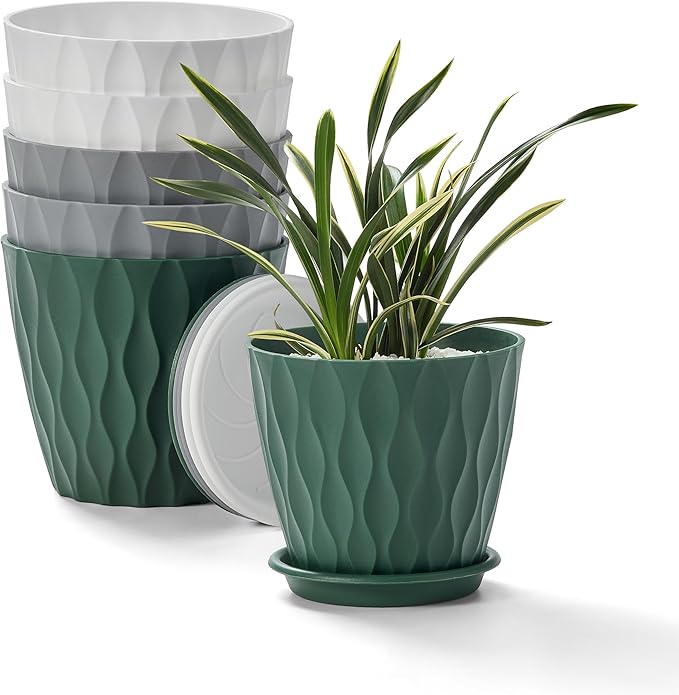 FaithLand 6-Pack 6-Inch Plastic Plant Pots