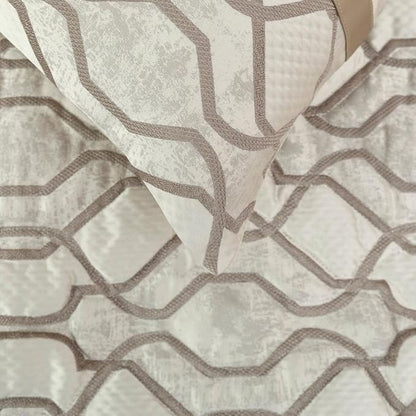 The HomeCentric King/Queen/Twin Ivory & Silver Decorative Full 68"x18" Bed Runner with Pillow Cover, Lattice & Quilted Bed Scarf on Jacquard Silk Fabric - Ivory Delicacy
