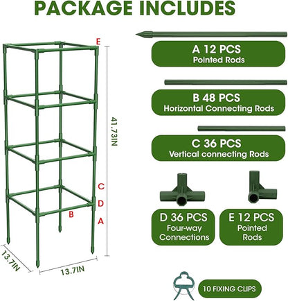 3 Pack Tomato Cages, Square Tomato Plant Stakes Support Cages Trellis