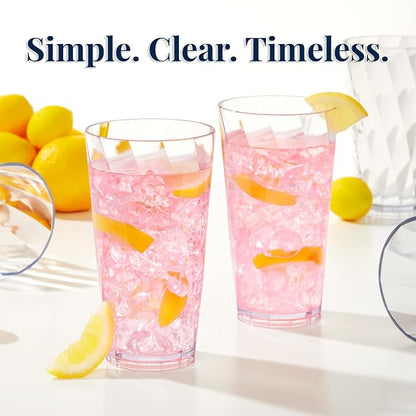 US Acrylic Optix Plastic Reusable Drinking Glasses 20oz Water Cups in Clear |