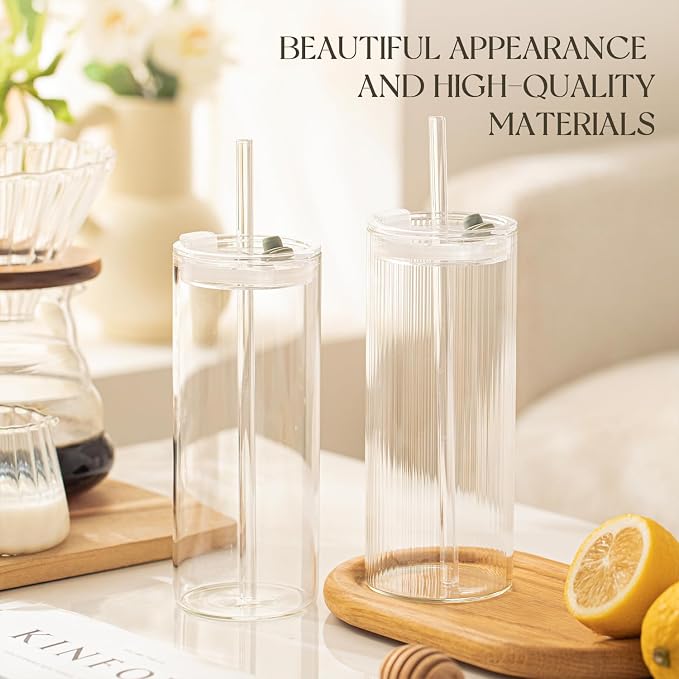 KEMORELA 6-Pack 18oz Large Round Glass Cups
