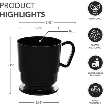 Party Essentials 8-Ounce Hard Plastic Coffee Cup/Tea Mug