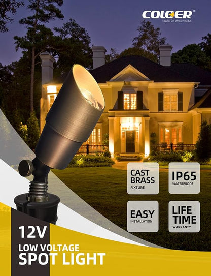 COLOER Brass Landscape Spotlights, 12 Pack Spot Lights Outdoor