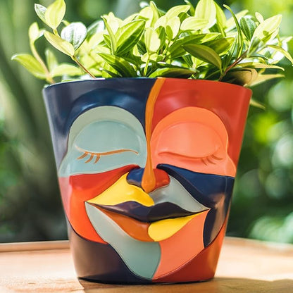 GUGUGO Abstract Rainbow Head Planter, Graffiti Face Planters Pots