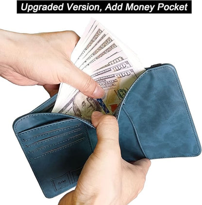 Passport Holder Cover Wallet Travel Essentials Leather Rfid Blocking Case Vacation Luggage Must Haves Travel Accessories for Men Women (116#Blue)