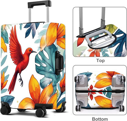 Luggage Cover Washable Suitcase Protector Anti-Scratch,Stretchable Fit for 20-34Inch Luggage Durable Travel Bag Cover with Zipper Closure (Bird, L(fits 28-30Inch suitcase))