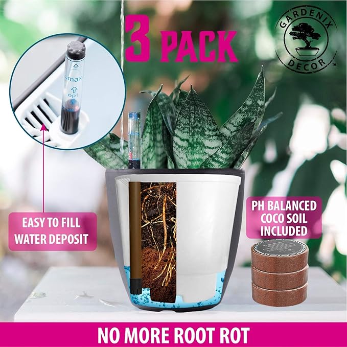 GARDENIX DECOR 7'' Self Watering planters