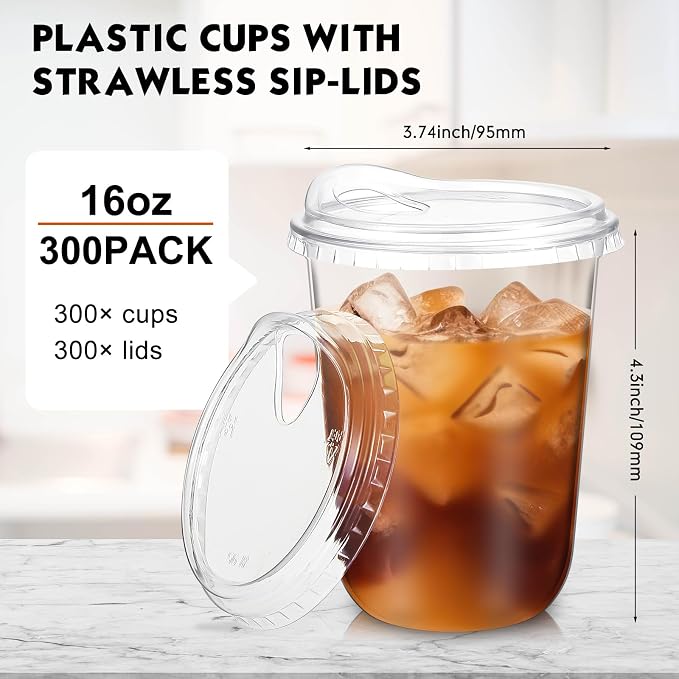 Baderke 300 Pcs Clear Plastic Cups