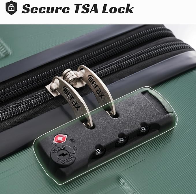 Merax Luggage Sets 2 Piece Suitcases with Wheels, Hardshell ABS Expandable and Lightweight, TSA Lock, Spinner Wheels, Carry On Luggage with Corner Guards (20 28 inch Green)