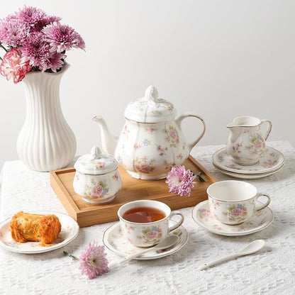 Sweejar 23 Pcs Floral Tea Sets