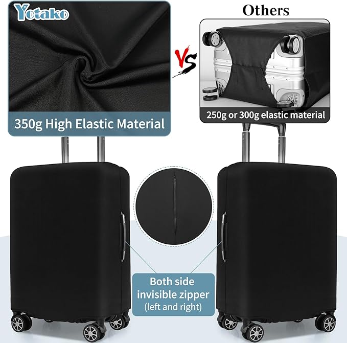 Yotako Luggage Cover,Thicker Luggage Protector Elastic Suitcase Cover Protector, Travel Anti Scratch Fits 18-32 Inch Suitcase Travel Accessories (20“, Black)