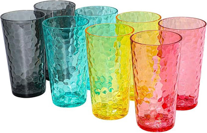 BPA-Free Plastic Tumblers 8 Pack | Reusable Dishwasher Safe | Stackable