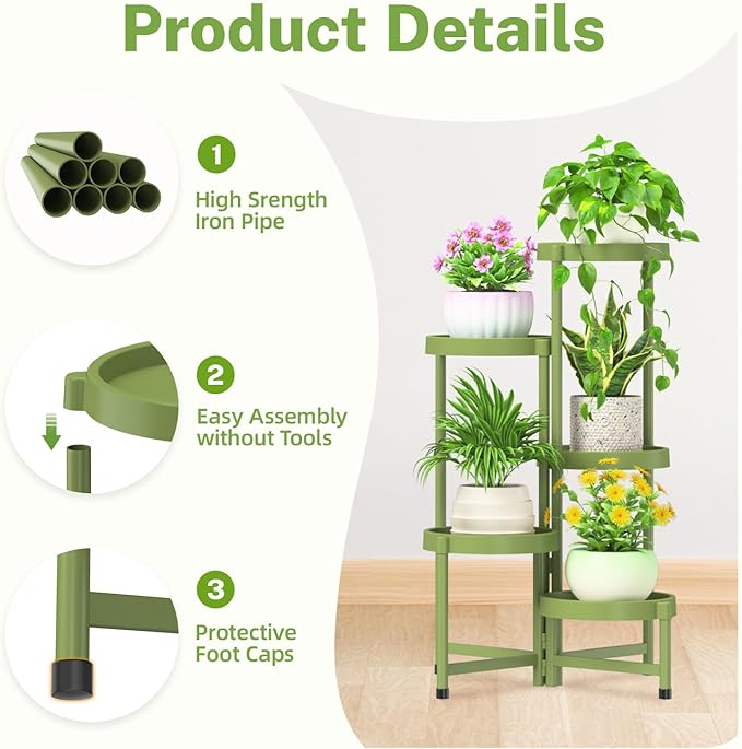 iDavosic.ly 5 Tier Folding Plant Stand Indoor Outdoor