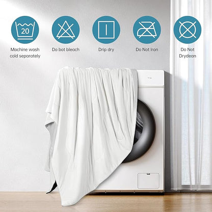 EASELAND Cooling Comforter Queen, Cold Touch Fabric Absorbs Body Heat, Double-Sided Cool Design Soft Fluffy Cooling Blanket for Night Sweats Hot Sleeper(White, Queen(90"x90"))