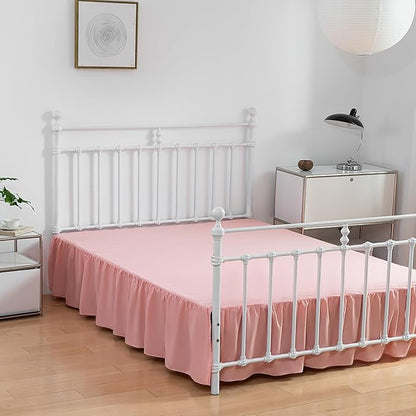 Bed Skirt King Size Ruffled Bed Skirt with Split Corners,18 Inch Drop Dust Ruffle Bed Skirt with Platform, 18 Inch, Blush, King Size