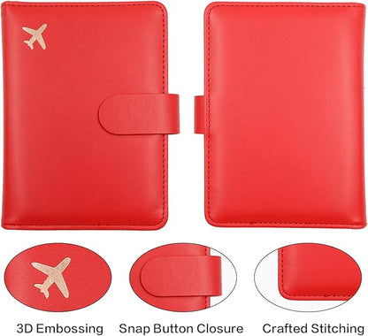 Melsbrinna Rfid Passport Holder for Travel women/Men, Cute Passport Wallet Rfid Blocking Card Slots, Rfid Passport Cover/CaseTravel Wallet, Passport Book Holder (1, Red2)