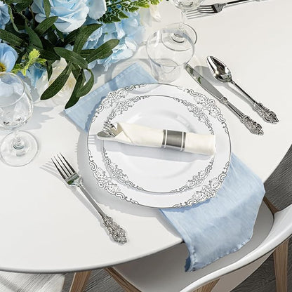 Bestluck 350PCS Silver Plastic Plates