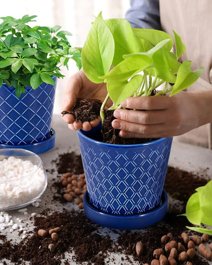 EFISPSS Ceramic Plant Pots, 5Inch Pots
