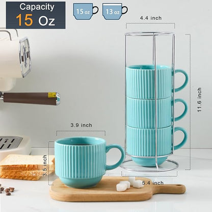 Hasense 15 oz Coffee Mug Set of 4