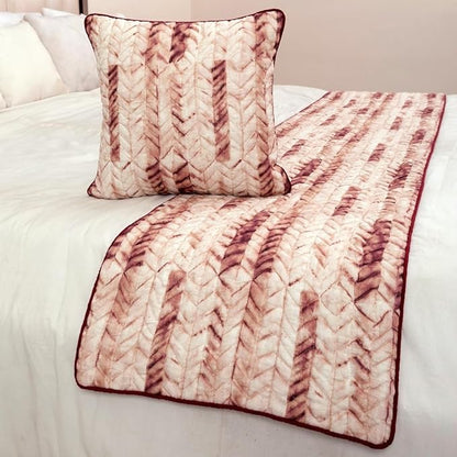 The HomeCentric King/Queen/Twin Maroon & Ivory Decorative Full 68"x18" Bed Runner with Pillow Cover, Tie & Dye, Beaded & Quilted Bed Scarf on Cotton Fabric - Tie Dye Love