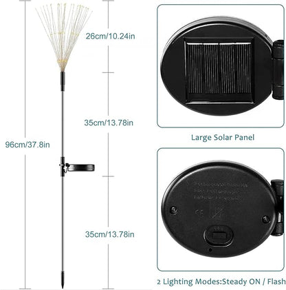 JJGoo Solar Firework Lights, 2 Pack 120 LEDs 2 Lighting Modes Solar Garden