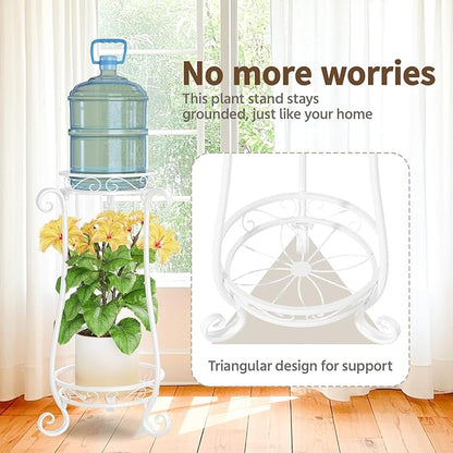 LASZOLA 2 Tier White Metal Plant Stand