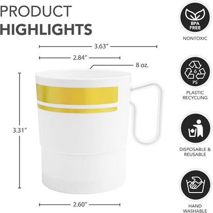 Party Essentials 8-Ounce Hard Plastic Coffee Cup/Tea Mug