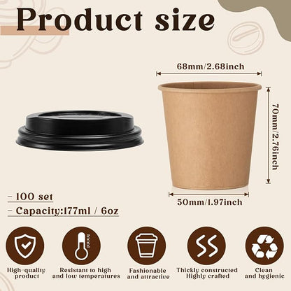 100 Sets 6 oz Disposable Espresso Cup