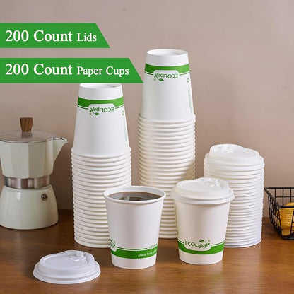 ECOLipak 200 Count 8 oz Compostable Paper Coffee Cups