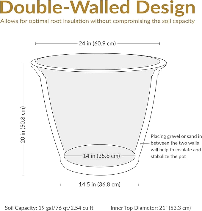 Sunnydaze 24-Inch Anjelica Large Plastic Pot