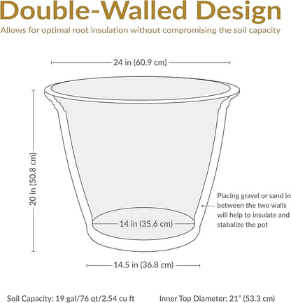 Sunnydaze 24-Inch Anjelica Large Plastic Pot