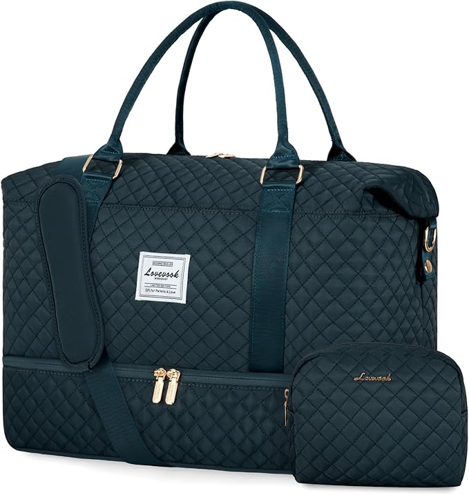 LOVEVOOK Travel Duffle Bag,Weekender Bags for Women with Shoe Compartment，Carry on Overnight Bag with Toiletry Bag,Gym Duffel Bag with Wet Pocket, Hospital Bags for Labor and Delivery