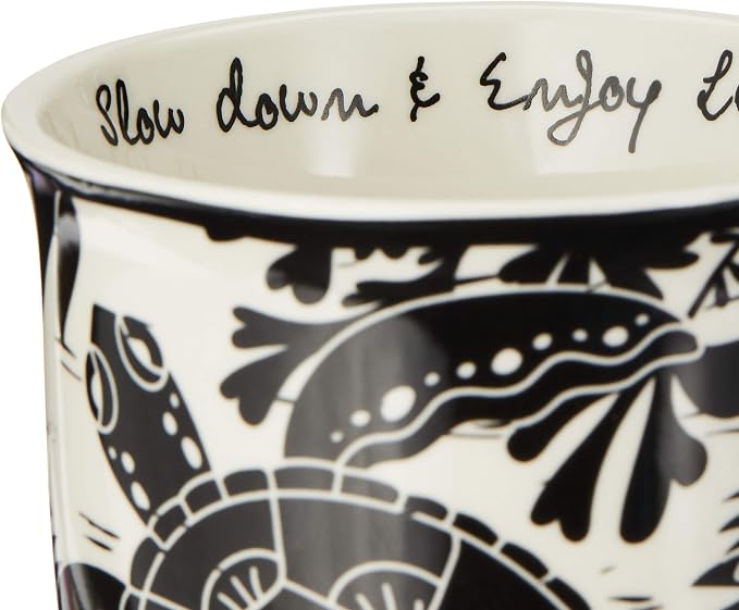 Karma Gifts 16 oz Black and White Boho Mug Sea Turtle