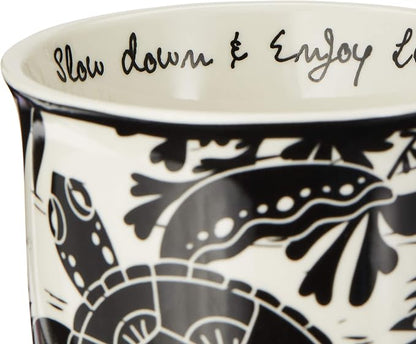 Karma Gifts 16 oz Black and White Boho Mug Sea Turtle