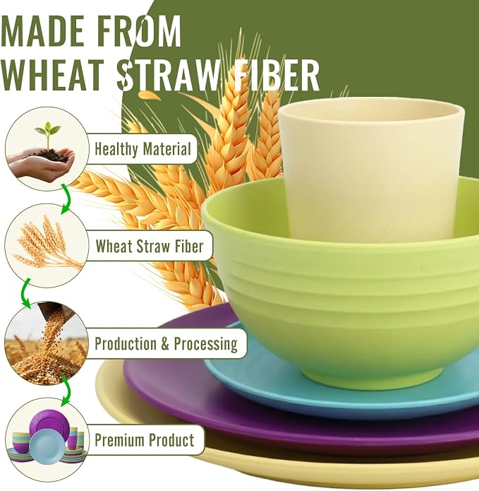 Kitchen Wheat Straw Dinnerware Set | Service