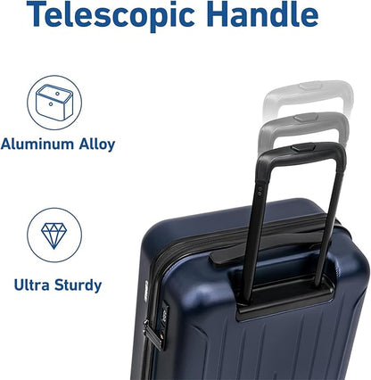 KYME Suitcase Hardshell With Double Spinner Wheels, PC+ABS TSA Lock Travel Luggage (Navy Blue, 20" Carry On)