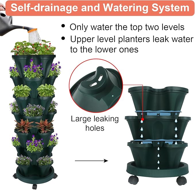GameXcel Vertical Planter 7 Tier Stackable Planters Garden Planters Strawberry