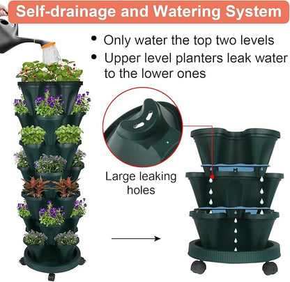 GameXcel Vertical Planter 7 Tier Stackable Planters Garden Planters Strawberry