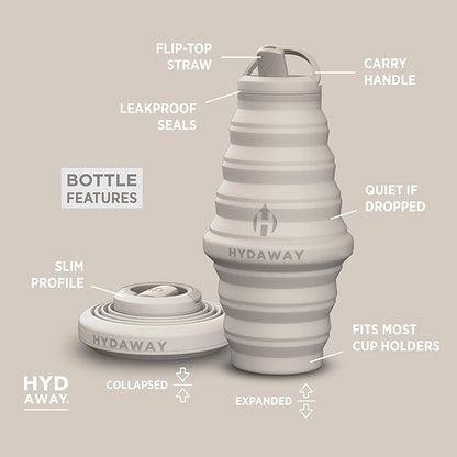 HYDAWAY 25oz Collapsible Water Bottle - BPA-Free, Leakproof, Lightweight, and Space-Saving - Perfect for Hiking, Travel, and All-Day Hydration