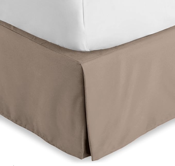 Bare Home Kids Twin Bed Skirt - 15-Inch Tailored Drop Easy Fit - Bed Skirt for Beds - Center & Corner Pleats (Twin, Taupe)