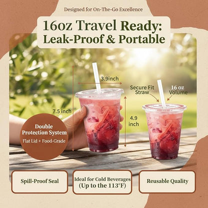 110 Pack 16 oz Disposable Clear Plastic Cups
