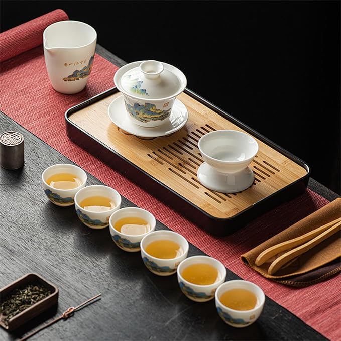LURRIER Gongfu tea sets, Portable Ceramic TeaSet, Asian Tea sets