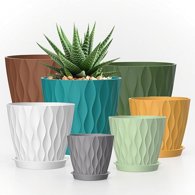 4/4.5/5/5.5/6/6.5/7 Inch Plant Pots, 7 Pack Flower Pots