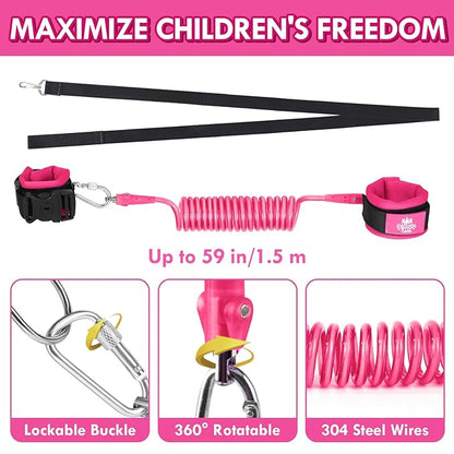 Lehoo Castle Toddler Leash for 1-5 Years, Baby Safety Harness for Girls with Anti-Lost Key Lock & Adjustable Strap, 3-in-1 Wrist Leash and Kids Backpack Harness for Walking Travel (Pink Minnie Mouse)