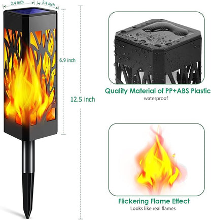 TomCare Flickering Flames Pathway Lights Solar Powered Decorative Garden